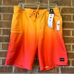 Hurley Men’s Size 32 Weekender Zip 20 Orange Gradient Board Shorts Swim NWT